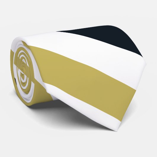 Stropdas van Navy Gold en White University Stripe (Opgerold)