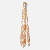 Stropdas van Oranje en witte Floral (Voorkant)