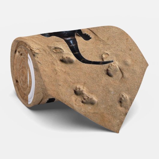 Stropdas van Permian Reptile Trackway Mannen (Opgerold)