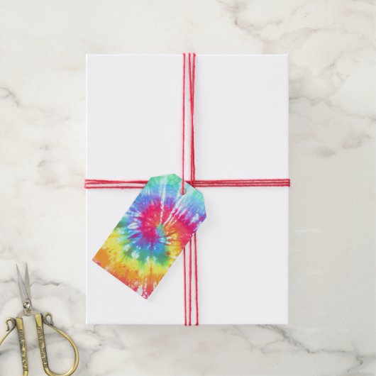 Stropdas van regenboogwervelkolom-kleurstof cadeaulabel (Met Touw)