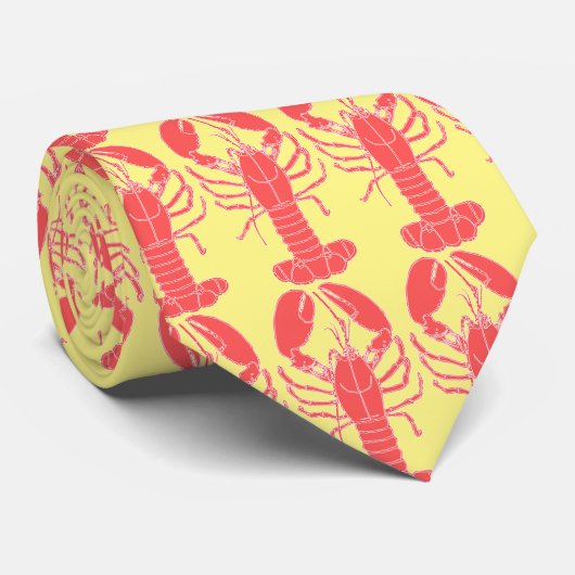 Stropdas van rode en gele kreeft (Opgerold)