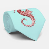 Stropdas van rode zeepaardturkooizen (Opgerold)