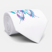 Stropdas van Turquoise en Roze Butterfly (Opgerold)