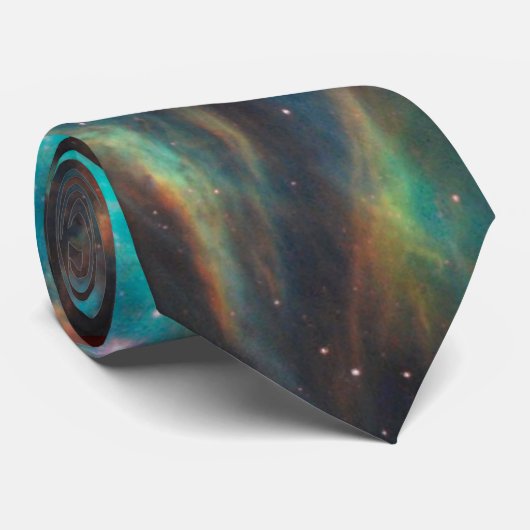 Stropdas van Turquoise en Rust Crab Nebula (Opgerold)