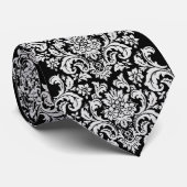 Stropdas van zwarte en witte Floral (Opgerold)