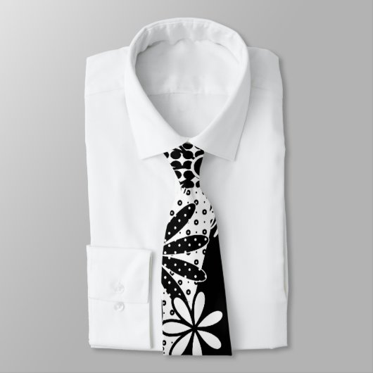 Stropdas van zwarte en witte gebotte Floral (Gebonden)