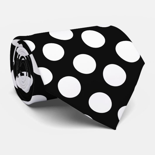 Stropdas van zwarte en witte poka (Opgerold)