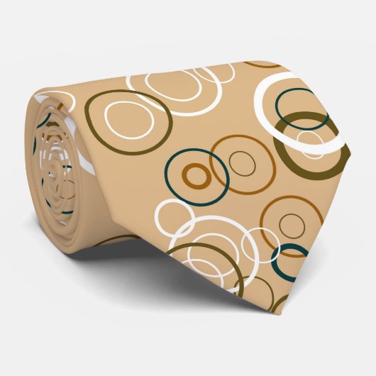 Stropdas voor Cream Retro-cirkels (Opgerold)