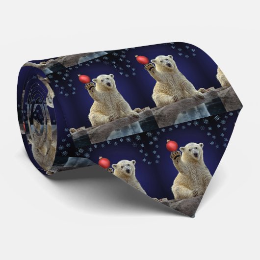 Stropdas voor kerstmis met poolBeer (Opgerold)