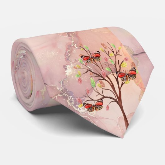 Stropdas voor Ushers Herfst Butterfly & Tree Event (Opgerold)