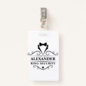 Stropdas voor weddenschap Ring Security Black Tuxe Badge (Voorkant met clip)