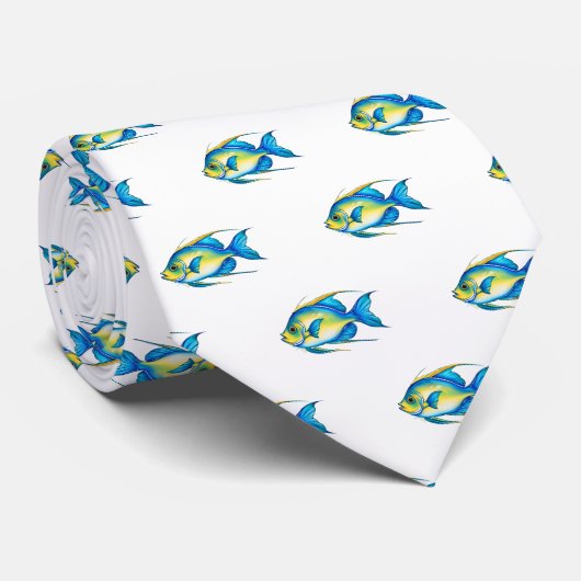 Stropdas - Waterverf Serie: Angelfish (Opgerold)