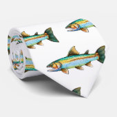 Stropdas - Waterverf Serie: Forel/Zalm (Opgerold)