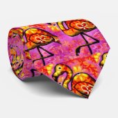 Stropdas Whimsical Abstract Flamingo Roze Sinaasap (Opgerold)