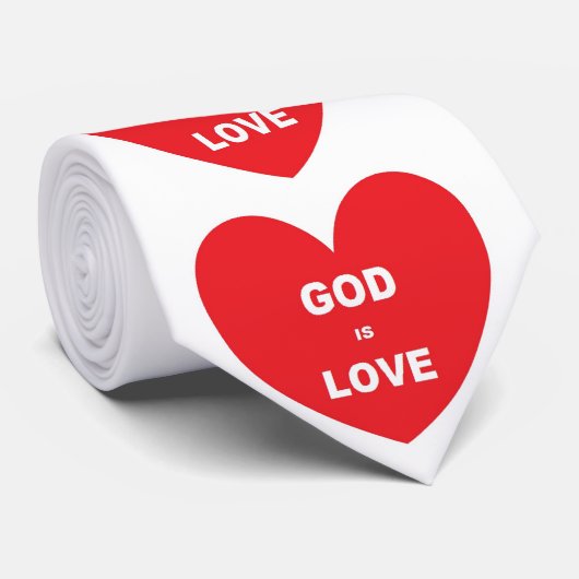 Stropdas Wit God Is Liefde Rood Hart (Opgerold)