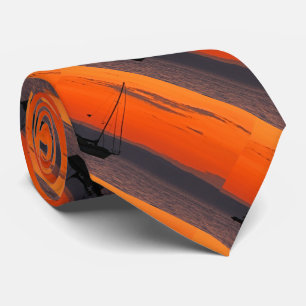 Stropdas, zeilboot op Sunset, Oranje hemel Stropdas