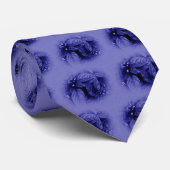 Stropdas zilveren bladeren en bessen - blauw (Opgerold)