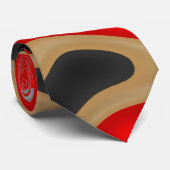 Stropdas Zizzago Abstract Swirl Biege Rood Zwart 2 (Opgerold)