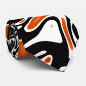 Stropdas Zizzago Zwart Sinaasappel Blots (Opgerold)