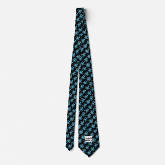 Stropdas (zwart) - Blauwe Groene Octopus (Achterkant)