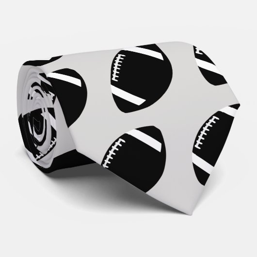 Stropdas zwart en grijs Football (Opgerold)