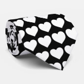 Stropdas Zwart-wit hartenpatroon (Opgerold)