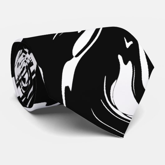 Stropdas Zwart & Wit Stijl Abstract (Opgerold)