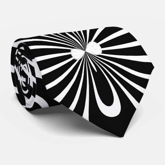 Stropdas Zwart & Wit Stijl Bloom Print (Opgerold)