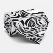 Stropdas Zwart & Wit Stijl Twisted Snake 2 Print (Opgerold)