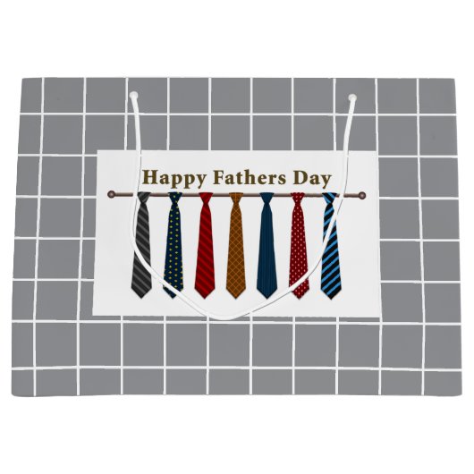 Stropdassen Happy Vaderdag Gift Bag Groot Cadeauzakje (Voorkant)