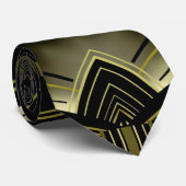 Stropdassen Mannen goudstreepbocht op zwart (Opgerold)