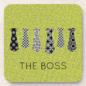 Stropdassen NAAM Zwart Wit Groen Denim Dad Kantoor Bier Onderzetter (Voorkant)