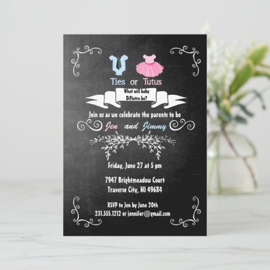 Stropdassen of tutus Gender Reopenbaart het Baby s Kaart (Staand voorkant)