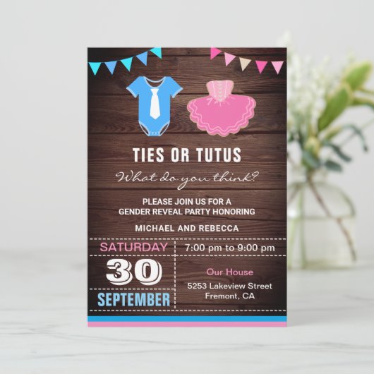 Stropdassen- of tutuspartij kaart (Staand voorkant)