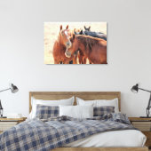 Stropdassen van de familie wilde paarden canvas afdruk (Insitu (Slaapkamer))