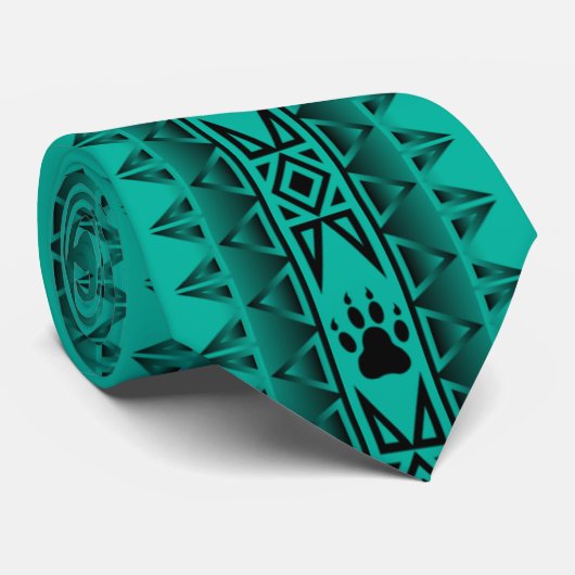 Stropdassen van mannen (Wolf Tracks Aqua Black) (Opgerold)