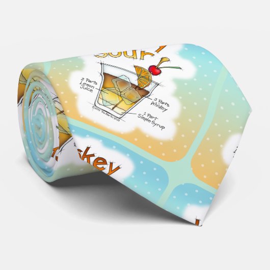 STROPDASSEN - WHISKEY SOUR RECIPE COCKTAIL ART (Opgerold)