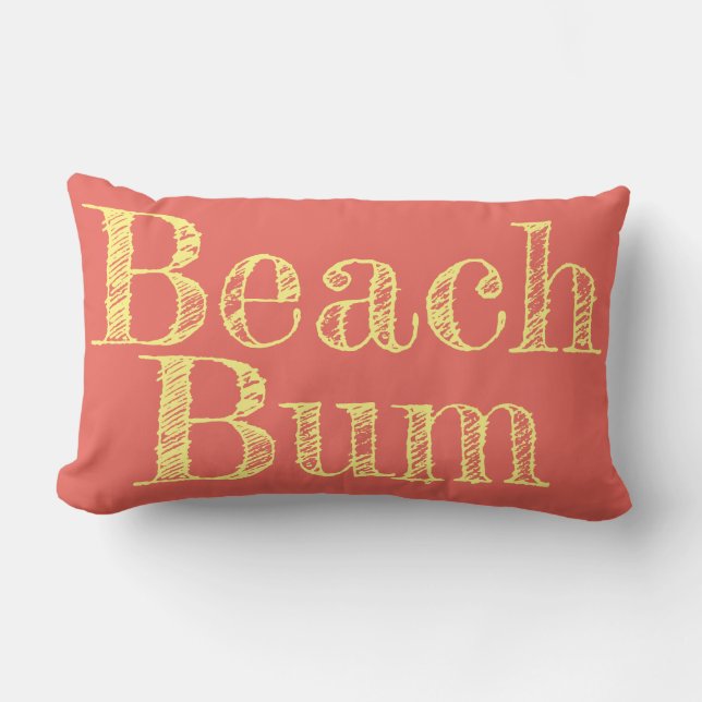 stroperzalm en gele BEACH BUM-typografie Kussen (Voorkant)