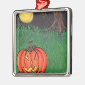 Stroppenhout Pompoen Jack O' Lantern Metalen Ornament (Links)
