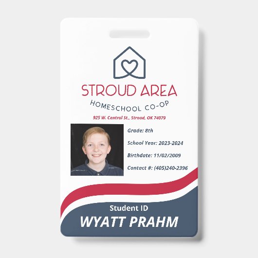 Stroud Area Homeschool Student ID Badge (Voorzijde)