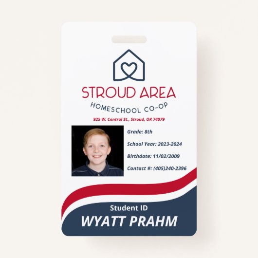 Stroud Area Homeschool Student ID Badge (Voorkant)