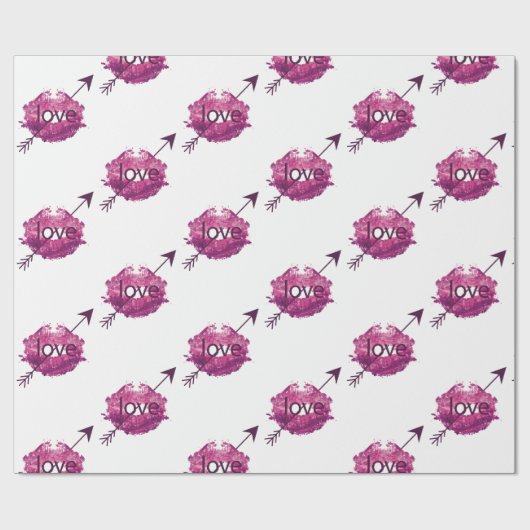 "Struck by Love" Cupid's Arrow Gift Wrap Cadeaupapier (Vlak)