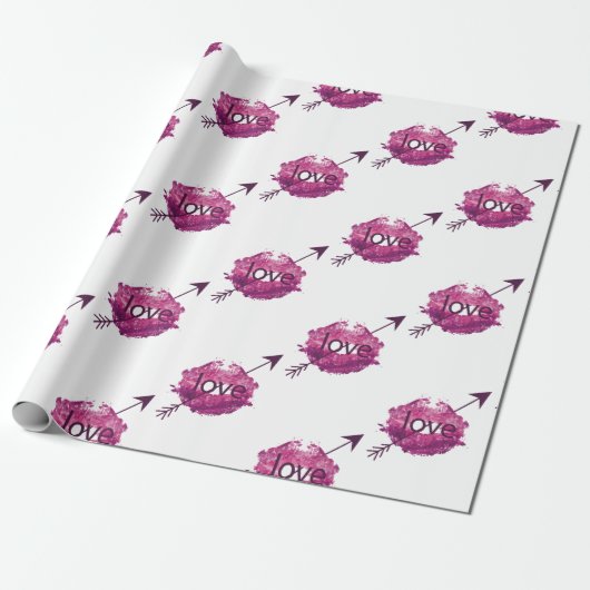 "Struck by Love" Cupid's Arrow Gift Wrap Cadeaupapier (Uitgerold)