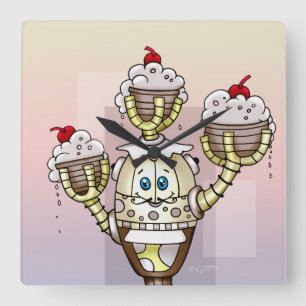 STRUCTUBE ROBOT CARTOON KLOKSQUARE VIERKANTE KLOK