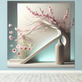 Structured Bloom in Green Canvas Afdruk (Insitu (Houten vloer))