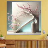 Structured Bloom in Green Canvas Afdruk (Insitu (Woonkamer))