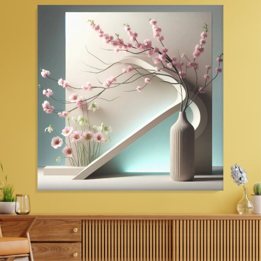 Structured Bloom in Green Canvas Afdruk (Insitu (Woonkamer))