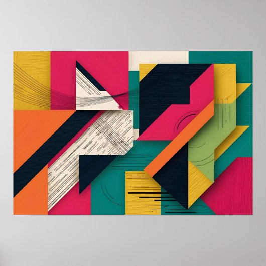 Structured Chaos: kleurblok Abstract Poster (Voorkant)