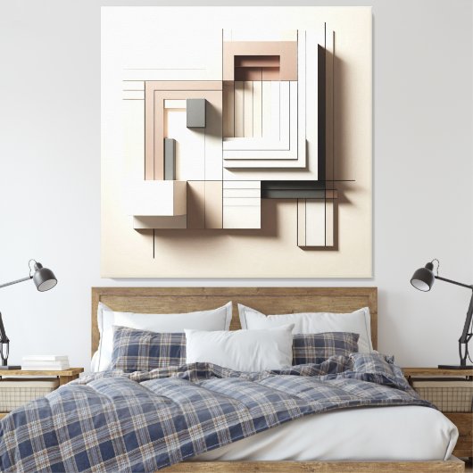 Structured Geometric Blocks Canvas Afdruk (Insitu (Slaapkamer))