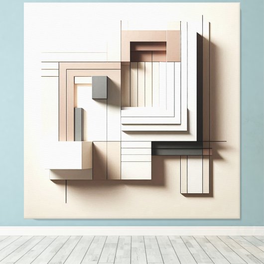 Structured Geometric Blocks Canvas Afdruk (Insitu (Houten vloer))